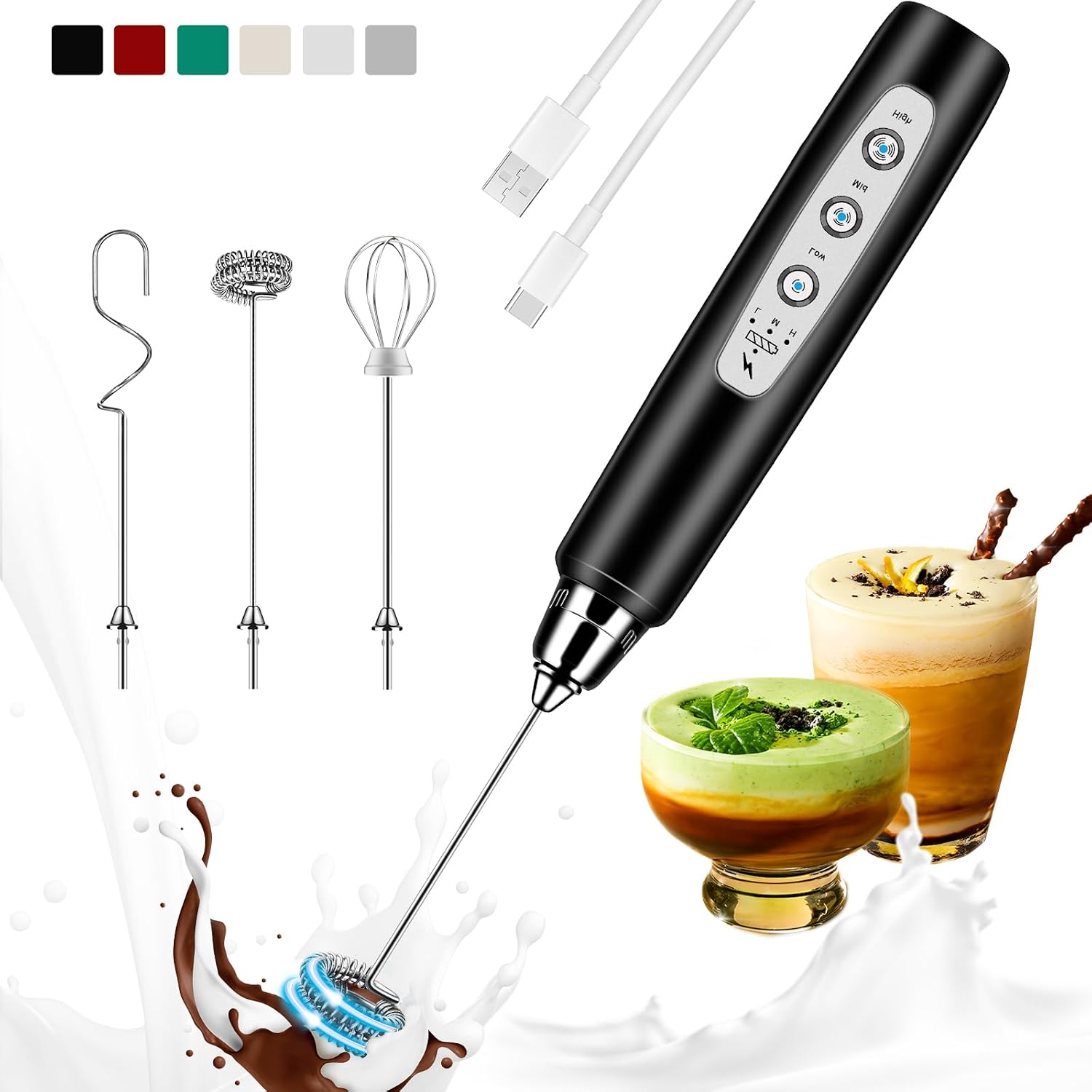 Milk Frother - Mousseur à lait rechargeable portatif, fouet