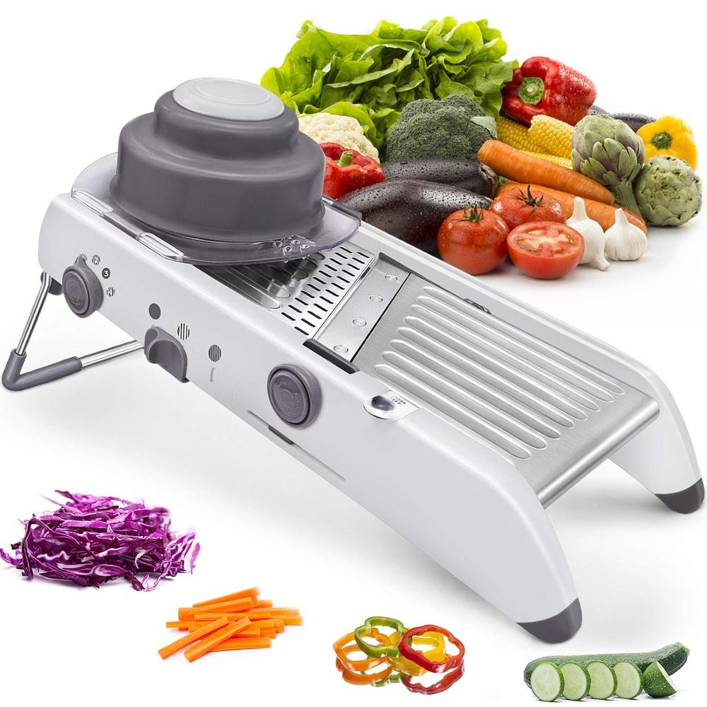 Kitchen Gadgets Smart - LMETJMA 18 Types réglable Mandoline trancheuse